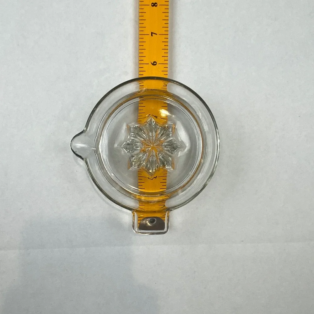 Vintage Clear Glass Citrus Juicer Reamer Hand Press Pour Spout Tab Handle